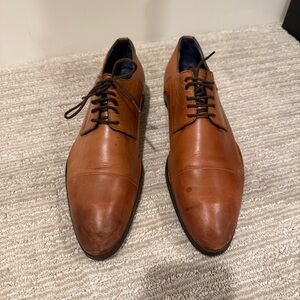 Zara Man Modern Essentials Tan Cap Toe Leather Oxfords Dress Shoes Size 11/44